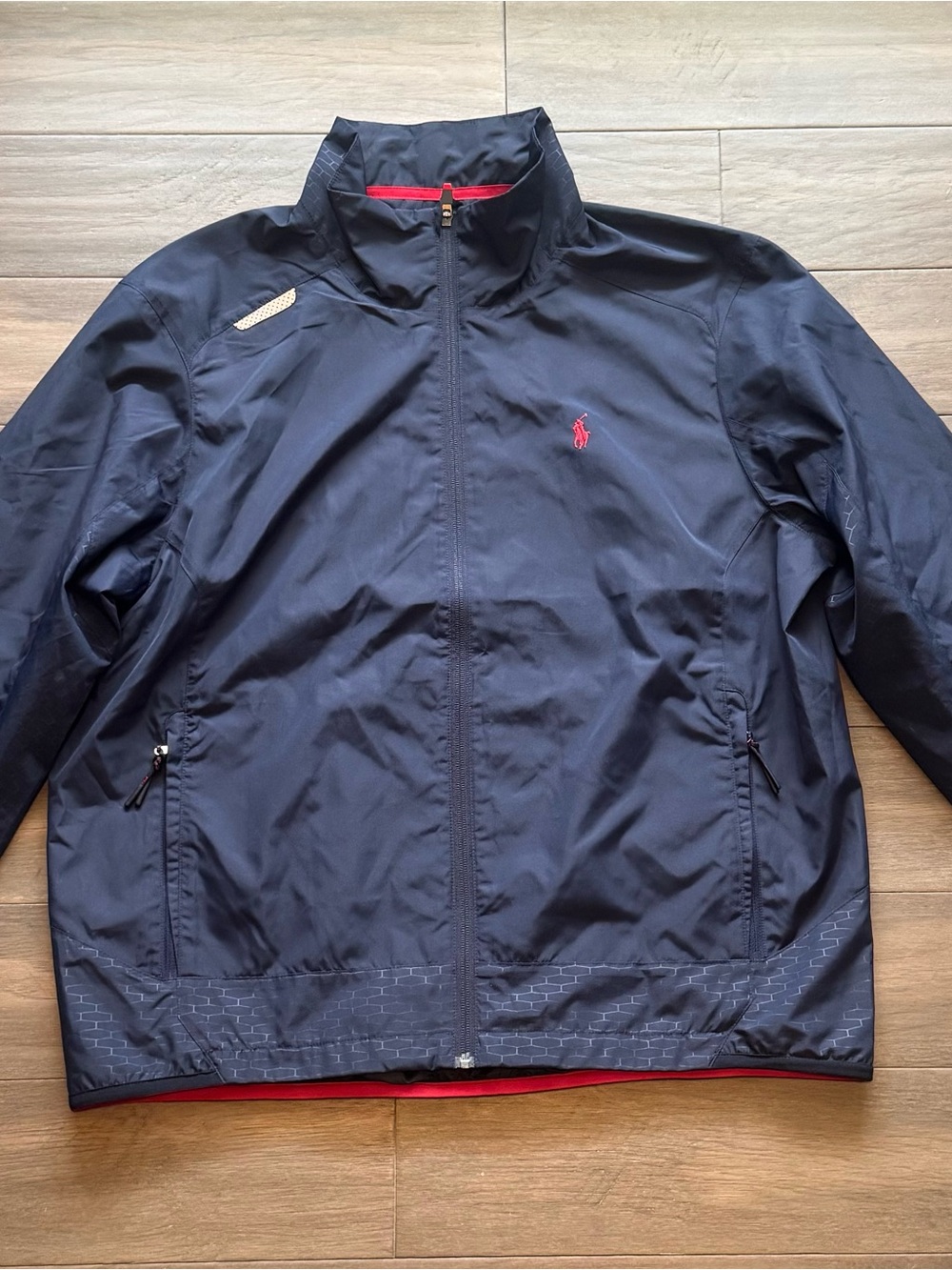 Polo Ralph Lauren Performance Jacket Men XL Navy Red Full Zip Windbreaker NEW